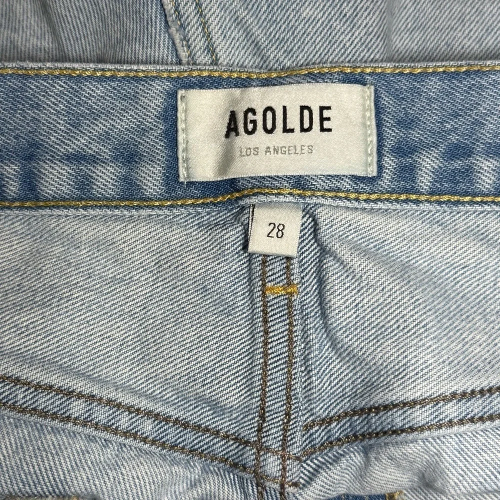 AGOLDE Parker Cut Off Jean Shorts Distressed High-Waisted size 28 Light Wash